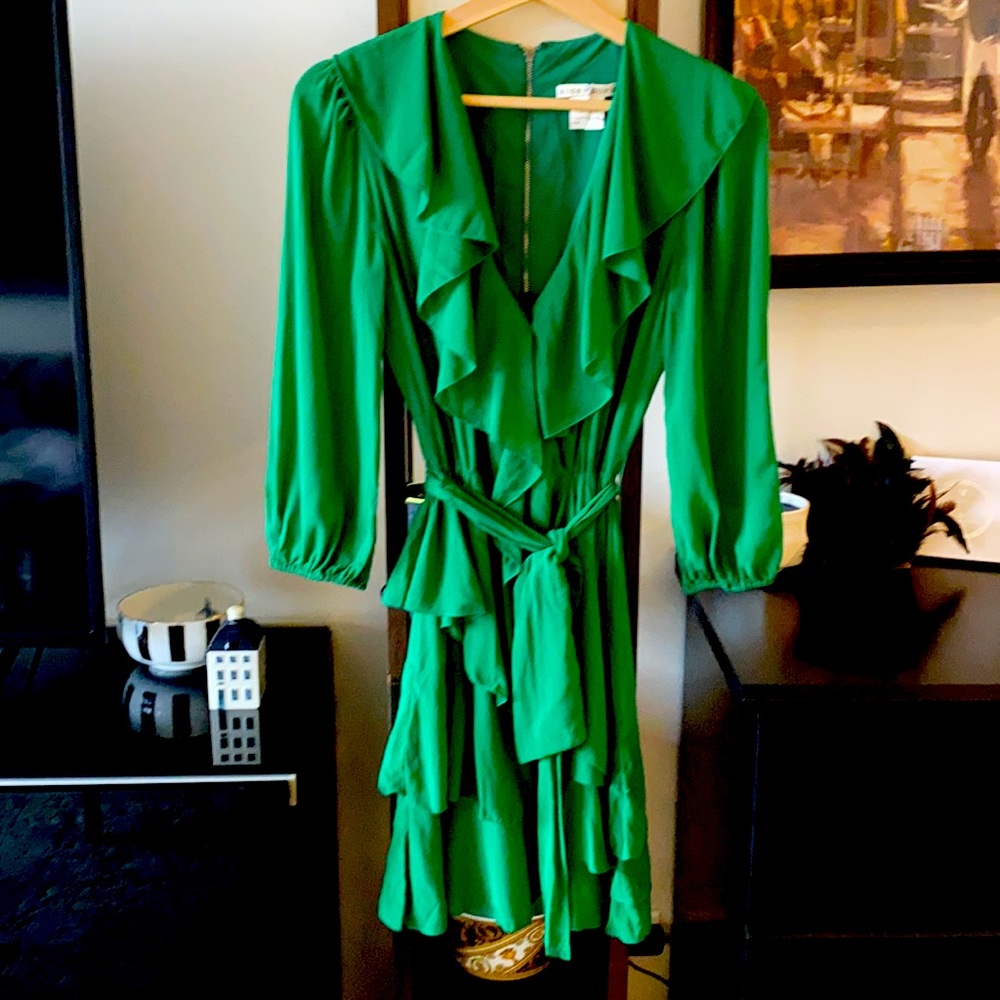 Alice and Olivia green shirt dress